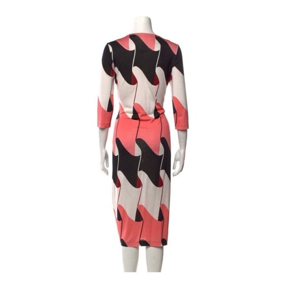 Diane von Furstenberg Saihana Geometric  Mod Go Go Print Silk Midi Dress 8 - Picture 3 of 4